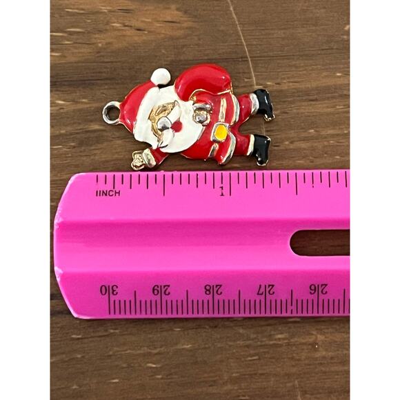 Vintage Phister Enterprises Santa Claus Pendant Enamel Christmas Jewelry Signed - Picture 9 of 10